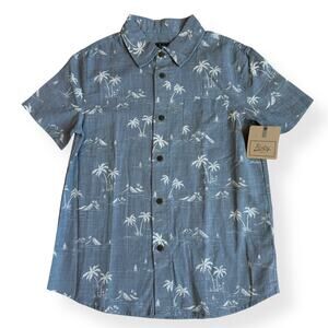 NEW Bixby Nomad Blue Tropical Linen Cotton Button-Down